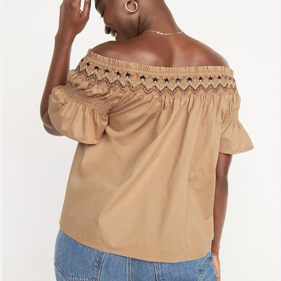 🌼NWOT🌼 Old Navy 100% Cotton Smocked Off-the-Shoulder Flutter-Sleeve Top  Size 3X - Picture 1 of 7